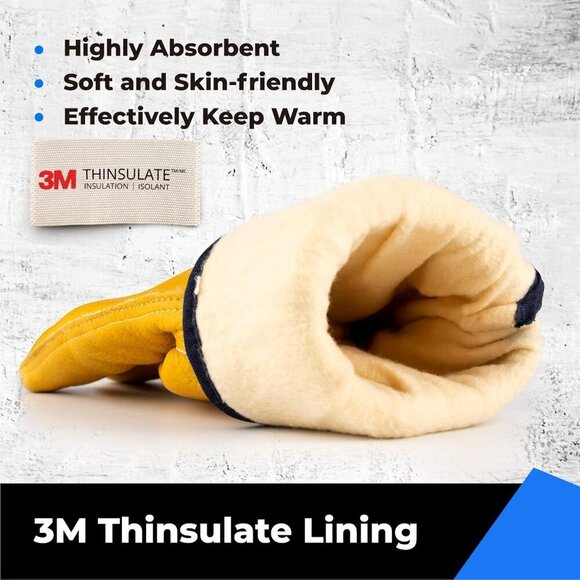 Warm 3M Thinsulate Lining  for Cold Weather Work Thermal Insulated Gloves - Picture 2 of 7